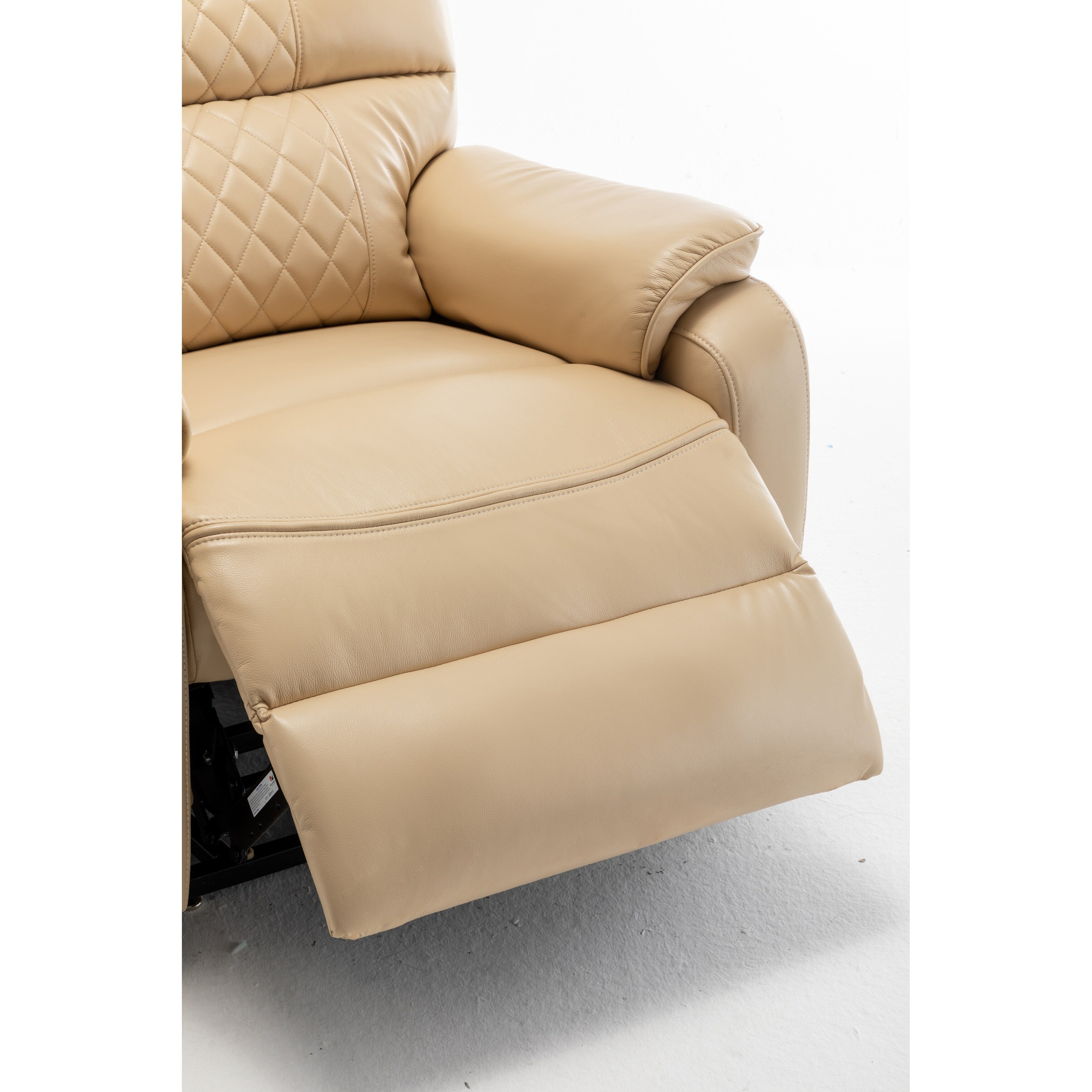 Fauteuil inclinable électrique surdimensionné beige avec moteur OKIN, fonction d'inclinaison à 180°, siège extra-large et poches de rangement latérales