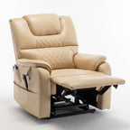 Fauteuil inclinable électrique surdimensionné beige avec moteur OKIN, relevage à plat à 180°, assise extra-large et poches de rangement