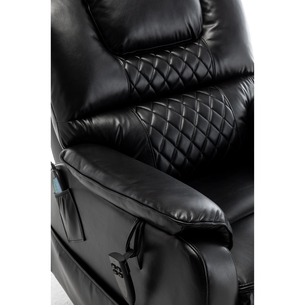 Fauteuil inclinable électrique surdimensionné beige avec moteur OKIN, relevage à plat à 180°, assise extra-large et poches de rangement