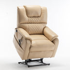 Fauteuil inclinable électrique surdimensionné beige avec moteur OKIN, relevage à plat à 180°, assise extra-large et poches de rangement