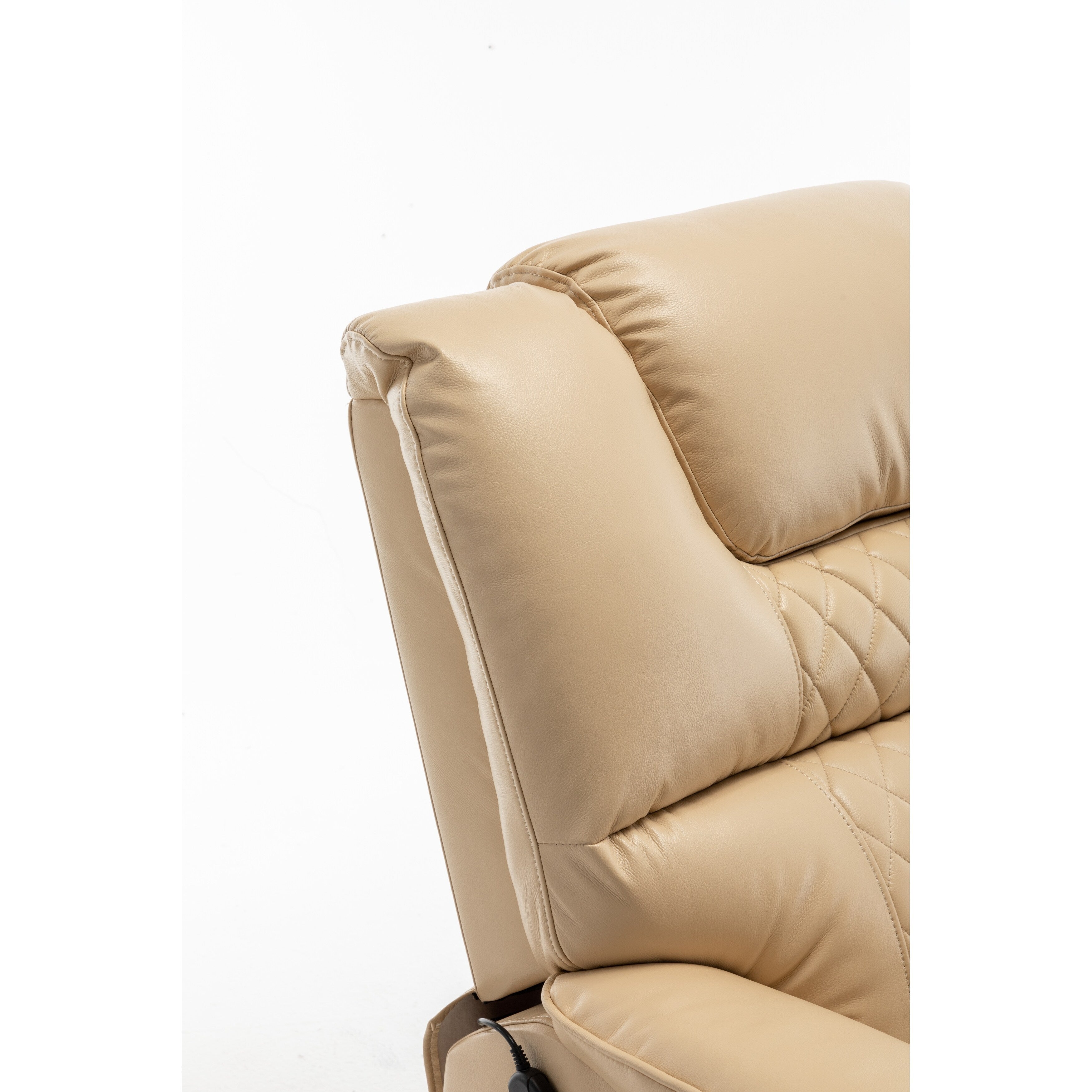 Fauteuil inclinable électrique surdimensionné beige avec moteur OKIN, relevage à plat à 180°, assise extra-large et poches de rangement