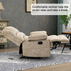 Fauteuil inclinable surdimensionné en tissu beige avec inclinaison manuelle