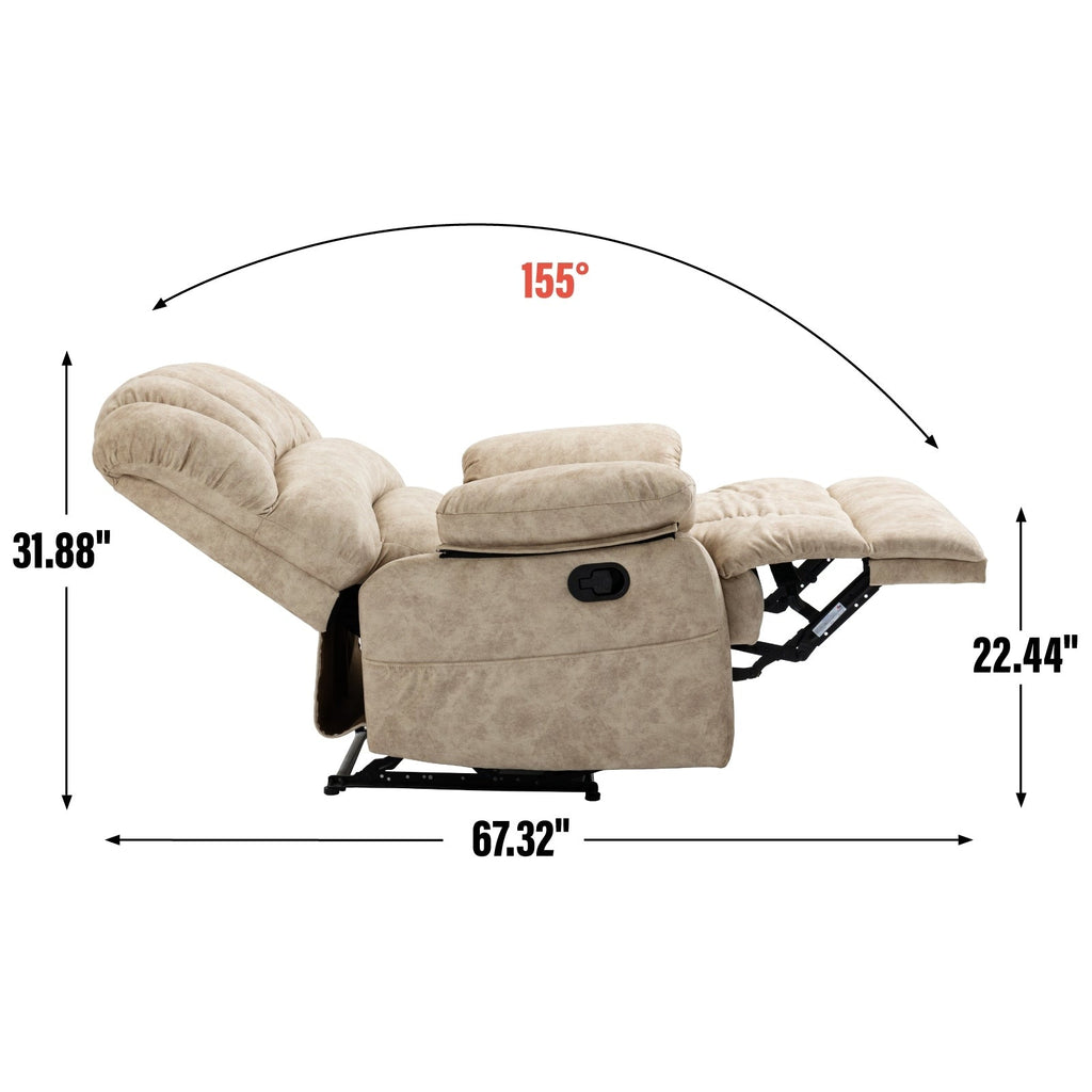 Fauteuil inclinable surdimensionné en tissu beige avec inclinaison manuelle