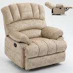 Fauteuil inclinable surdimensionné en tissu beige avec inclinaison manuelle