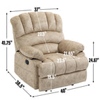 Fauteuil inclinable surdimensionné en tissu beige avec inclinaison manuelle