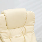 Fauteuil de bureau inclinable pivotant à 360° en cuir PU beige avec dossier haut, massage par vibrations, chauffage lombaire et hauteur réglable