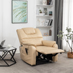 Fauteuil inclinable électrique en cuir PU beige, massage, pose à plat