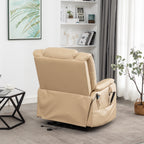 Fauteuil inclinable électrique en cuir PU beige, massage, pose à plat