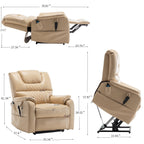 Fauteuil inclinable électrique en cuir PU beige, massage, pose à plat