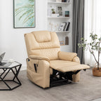 Fauteuil inclinable électrique en cuir PU beige, massage, pose à plat