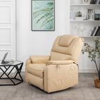 Fauteuil inclinable électrique en cuir PU beige, massage, pose à plat