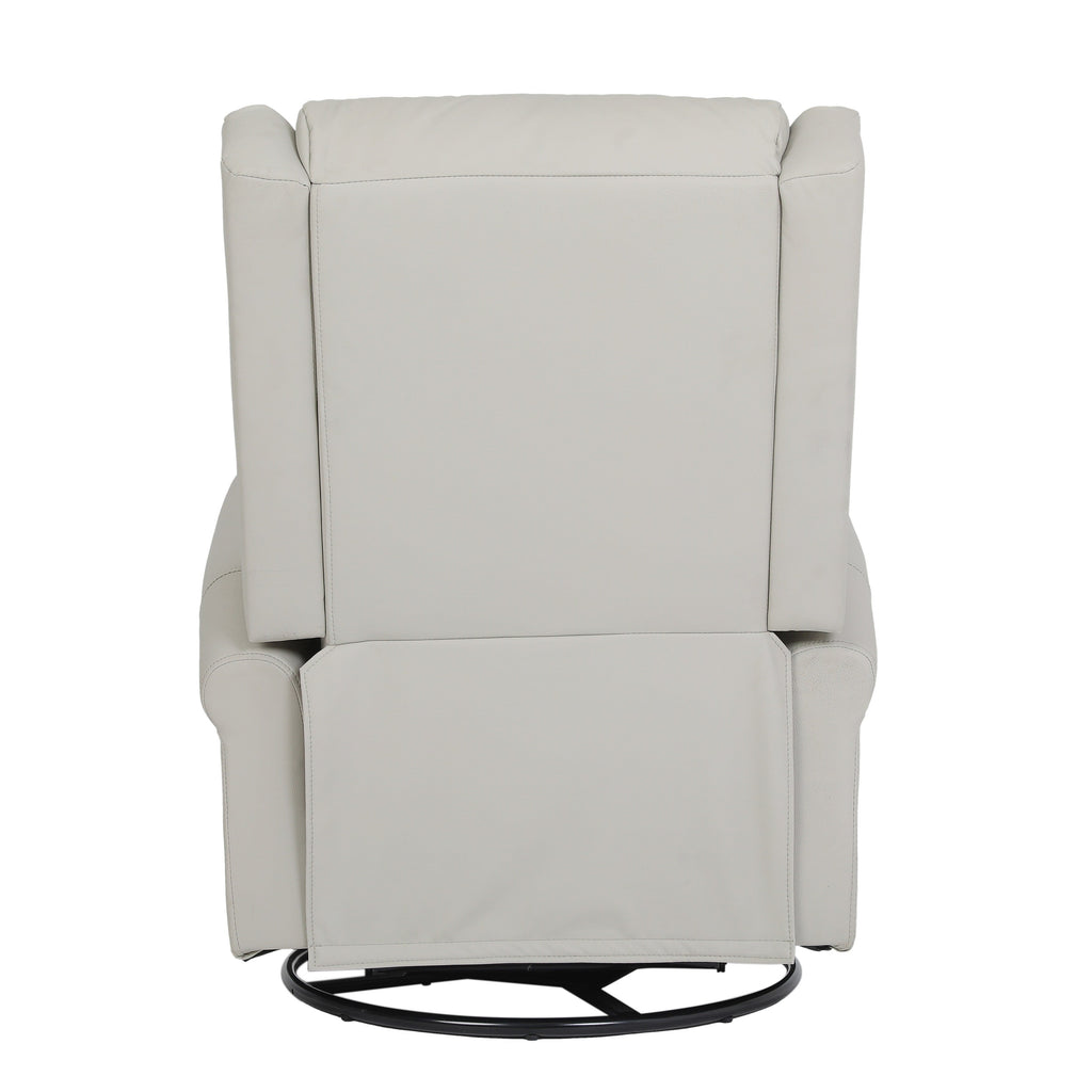 Fauteuil inclinable manuel pivotant à 360° en cuir PU beige avec dossier et repose-pieds réglables, décoration cloutée