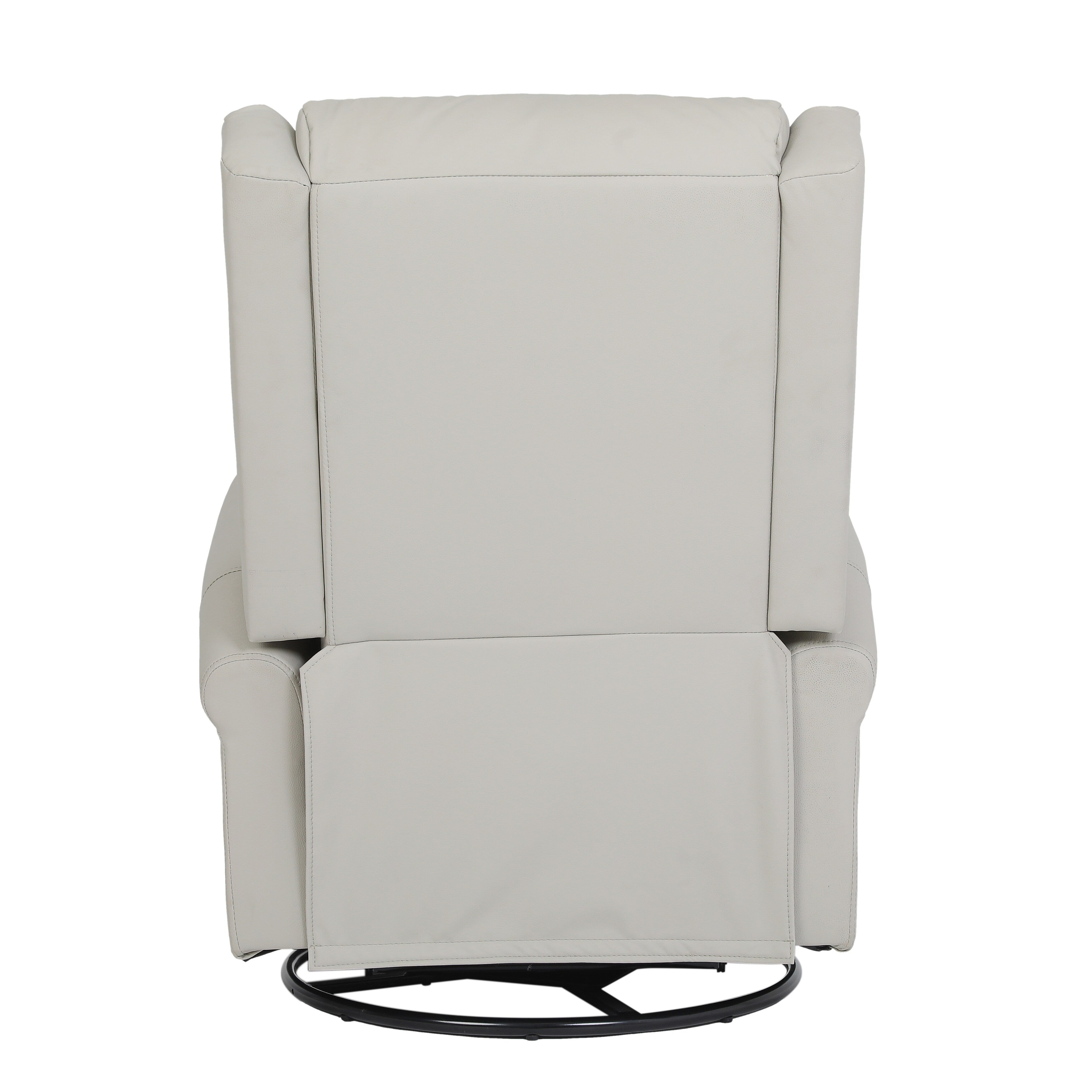 Fauteuil inclinable manuel pivotant à 360° en cuir PU beige avec dossier et repose-pieds réglables, décoration cloutée