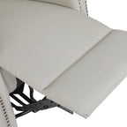 Fauteuil inclinable manuel pivotant à 360° en cuir PU beige avec dossier et repose-pieds réglables, décoration cloutée