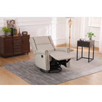 Fauteuil inclinable manuel pivotant à 360° en cuir PU beige avec dossier et repose-pieds réglables, décoration cloutée