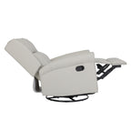 Fauteuil inclinable manuel pivotant à 360° en cuir PU beige avec dossier et repose-pieds réglables, décoration cloutée