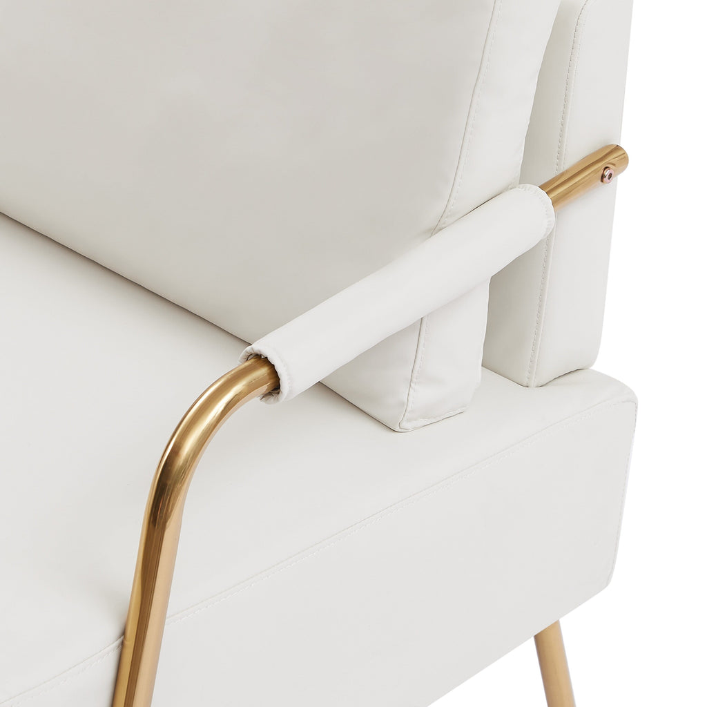 Canapé causeuse en tissu beige adapté aux animaux de compagnie avec coussin amovible