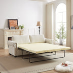 Canapé-lit convertible 3 places en polyester beige