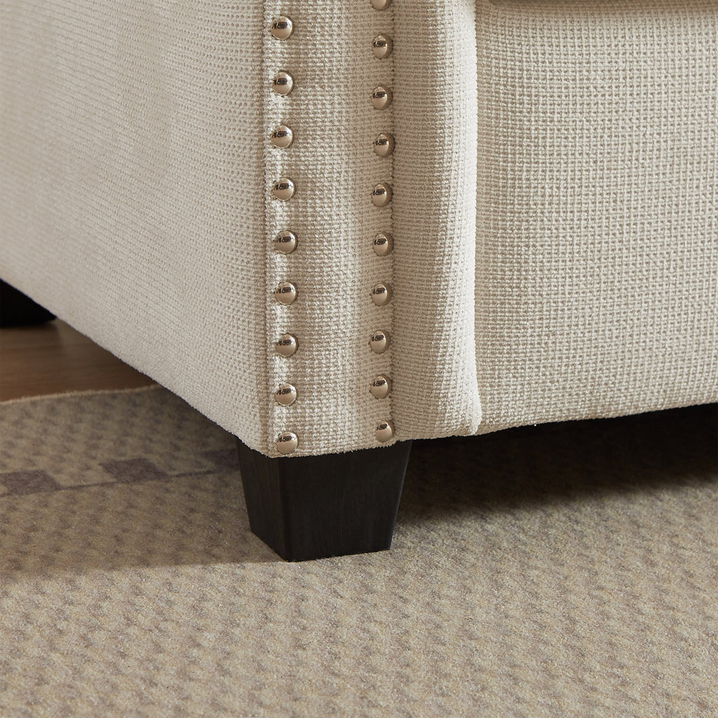 Canapé-lit convertible 3 places en polyester beige