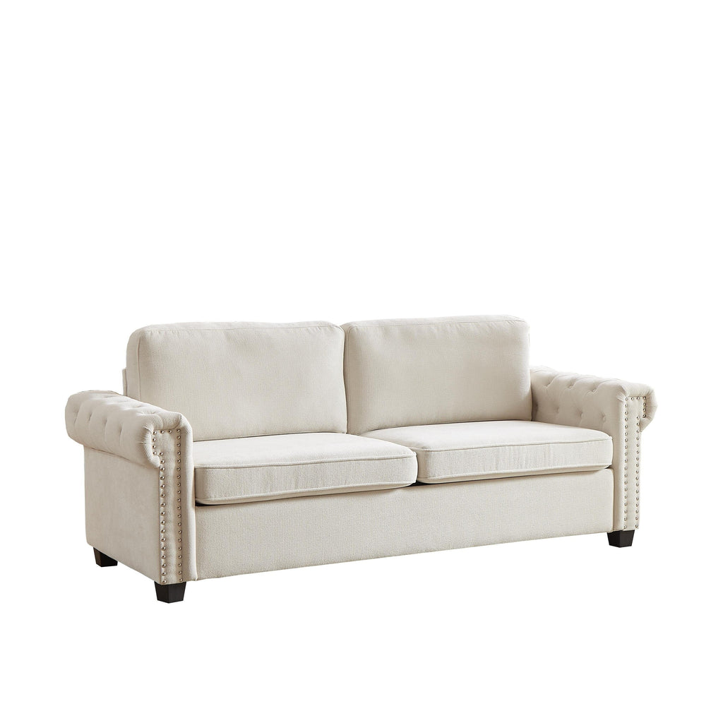 Canapé-lit convertible 3 places en polyester beige