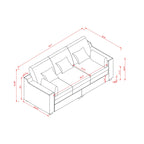 Canapé 3 places en polyester beige avec coussins et pieds en bois