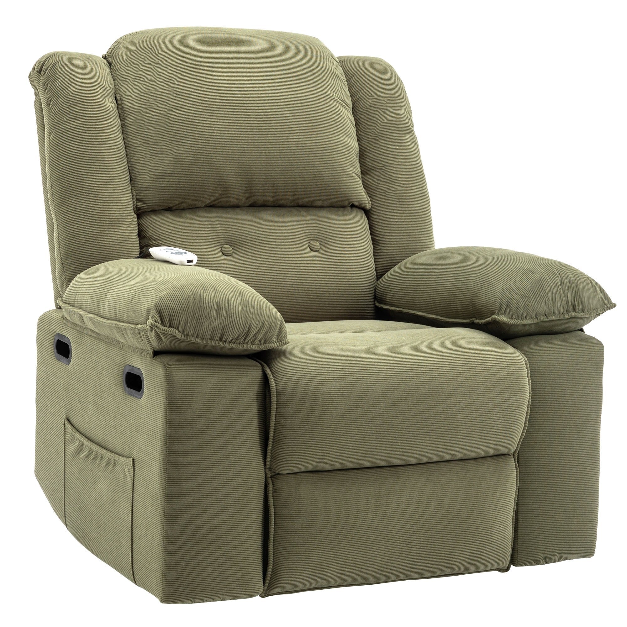 Fauteuil inclinable électrique beige pour personnes âgées avec massage, chauffage, inclinaison réglable, poches latérales et positions infinies