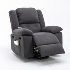 Fauteuil inclinable électrique beige pour personnes âgées avec massage, chauffage, inclinaison réglable, poches latérales et positions infinies