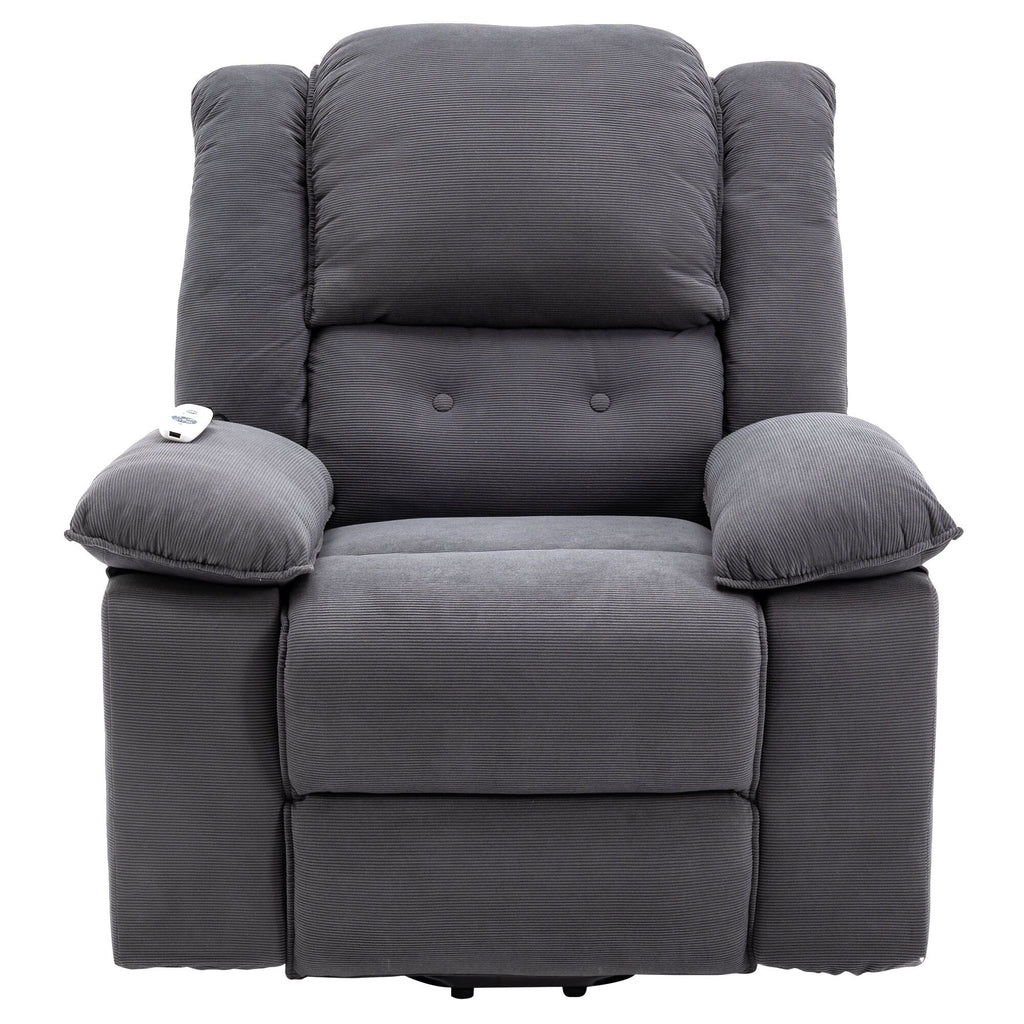 Fauteuil inclinable électrique beige pour personnes âgées avec massage, chauffage, inclinaison réglable, poches latérales et positions infinies