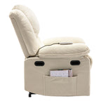Fauteuil inclinable électrique beige pour personnes âgées avec massage, chauffage, inclinaison réglable, poches latérales et positions illimitées