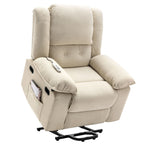 Fauteuil inclinable électrique beige avec massage, chauffage et accoudoirs rétractables