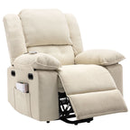 Fauteuil inclinable électrique beige avec massage, chauffage et inclinaison réglable