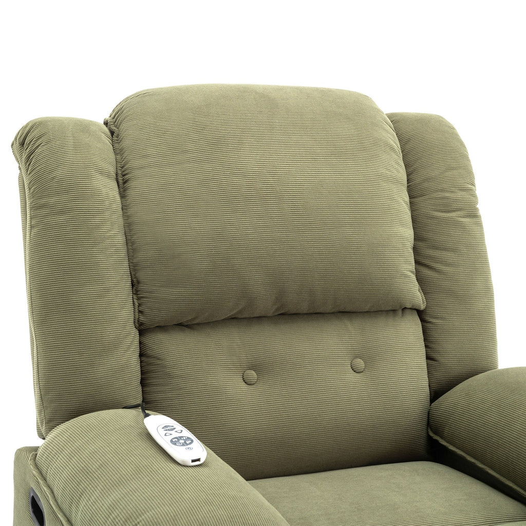Fauteuil inclinable électrique beige avec massage, chauffage et inclinaison réglable