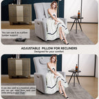 Fauteuil inclinable électrique beige avec pivot, mouvement de bascule et coussin lombaire