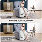 Fauteuil inclinable électrique beige avec pivot, mouvement de bascule et coussin lombaire