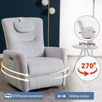 Fauteuil inclinable électrique beige avec pivot, mouvement de bascule et coussin lombaire