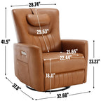 Fauteuil inclinable électrique beige avec pivot, mouvement de bascule et coussin lombaire