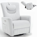 Fauteuil inclinable électrique beige avec pivot, mouvement de bascule et coussin lombaire