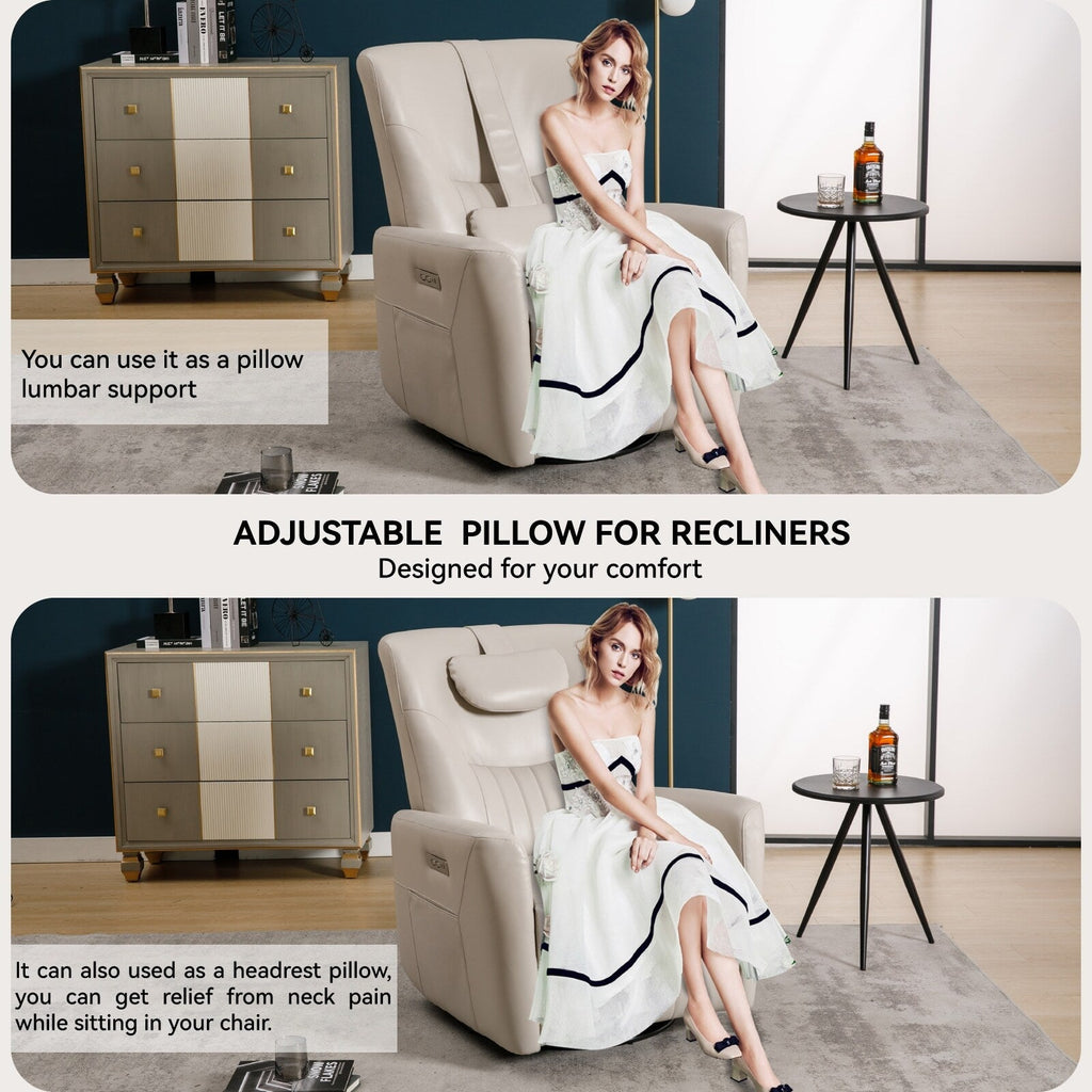 Fauteuil inclinable pivotant beige avec support lombaire et ports USB