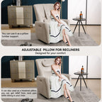 Fauteuil inclinable pivotant beige avec support lombaire et ports USB