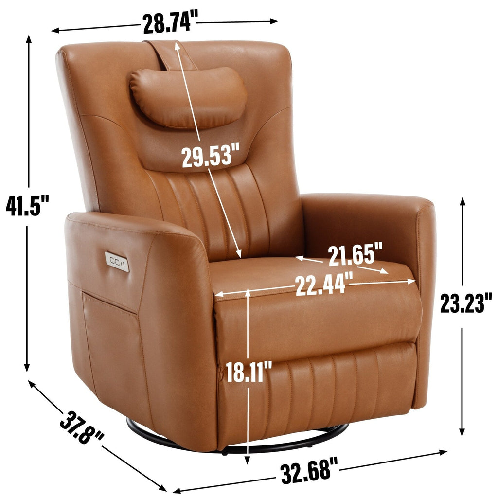 Fauteuil inclinable pivotant beige avec support lombaire et ports USB