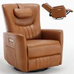 Fauteuil inclinable pivotant beige avec support lombaire et ports USB