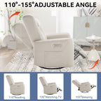 Fauteuil inclinable pivotant beige avec support lombaire et ports USB