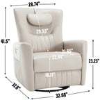 Fauteuil inclinable pivotant beige avec support lombaire et ports USB