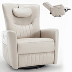 Fauteuil inclinable pivotant beige avec support lombaire et ports USB