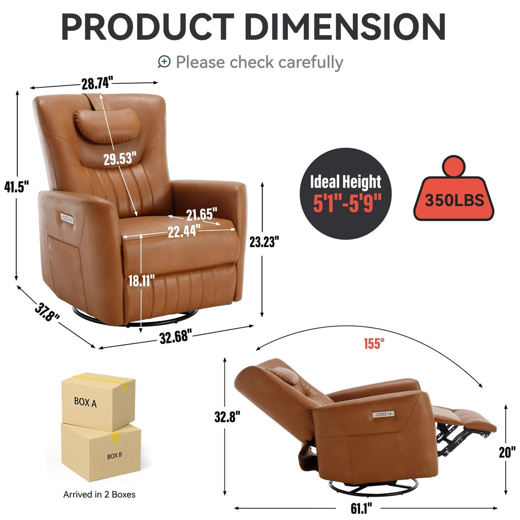 Fauteuil inclinable pivotant beige avec support lombaire et ports USB