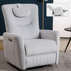 Fauteuil inclinable pivotant beige avec support lombaire et ports USB