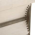 Canapé Chesterfield 3 places beige rétro 85,5 avec boutons capitonnés et pieds en bois pour le salon