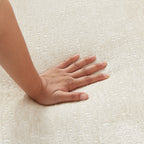 Canapé-lit simple rond en chenille beige avec coussin de dossier