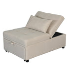 Canapé-lit ottoman simple pliable beige avec dossier réglable