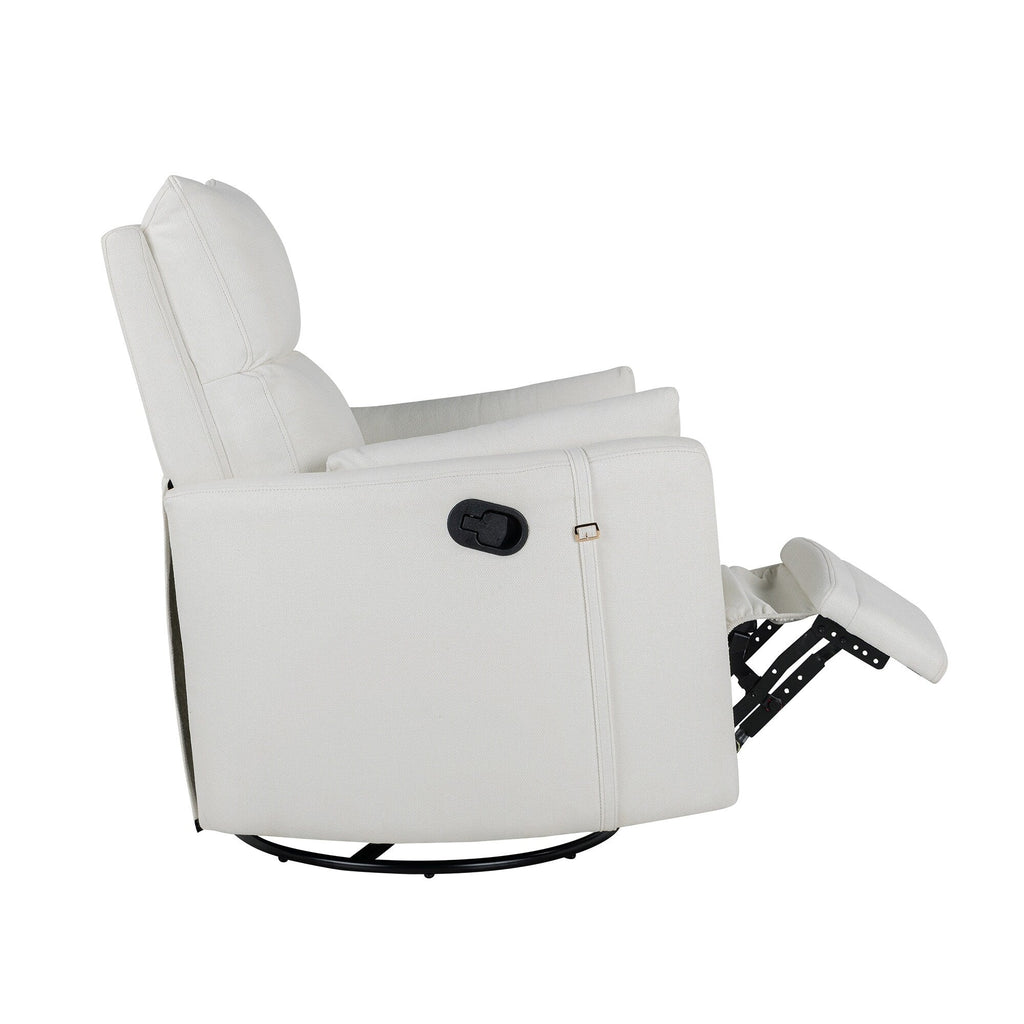 Fauteuil inclinable pivotant beige avec réglage manuel, rotation à 360° et deux oreillers amovibles